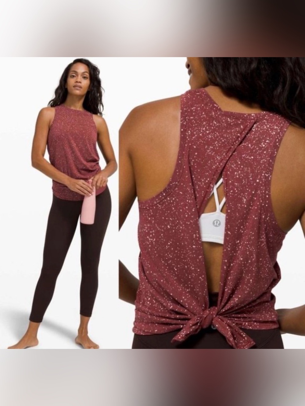 Lululemon All Tied Up Tank Top Splatter Dye Split Back Size L/10